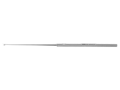 Buck ear curette, 6'',angled, size #0, 1.5mm diameter blunt edge, round handle