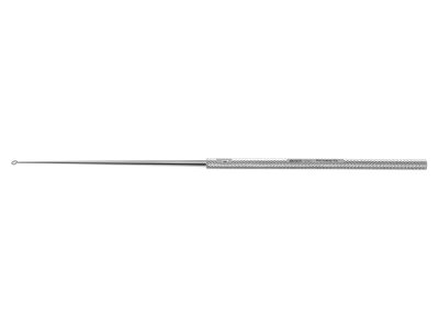 Buck ear curette, 6'',angled, size #0, 1.5mm diameter sharp edge, round handle