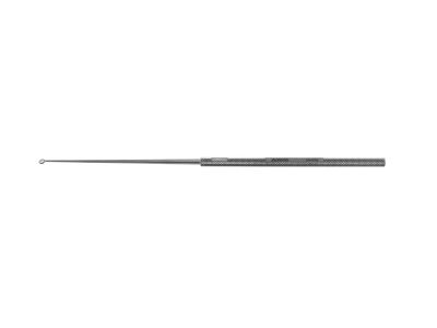 Buck ear curette, 6'',angled, size #1, 2.0mm diameter blunt edge, round handle