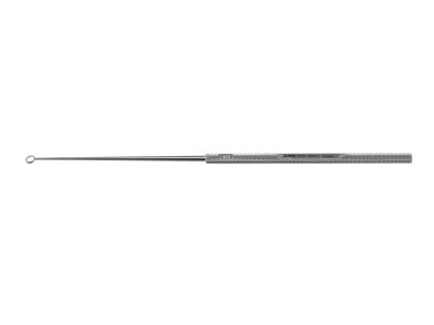 Buck ear curette, 6'',angled, size #3, 3.0mm diameter blunt edge, round handle