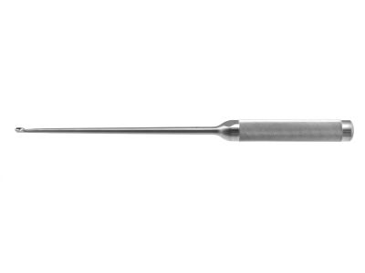 Long neck curette, 15'',straight, size #0 cup, hollow lightweight round handle