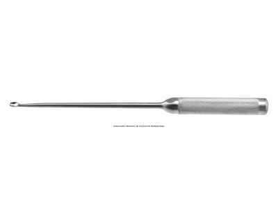 Long neck curette, 15'',straight, size #1 cup, hollow lightweight round handle
