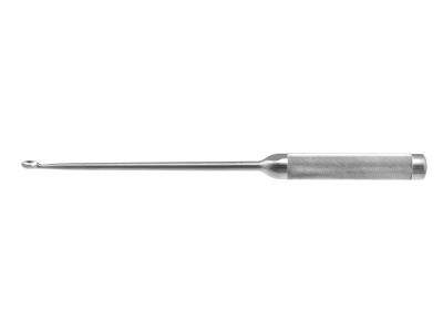 Long neck curette, 15'',straight, size #4 cup, hollow lightweight round handle