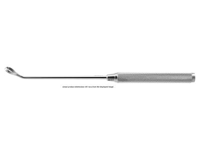 Coakley antrum curette, 7'',#3, large, acutely curved, 6.0mm x 9.0mm tip, round handle