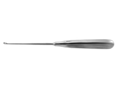 Endaural curette, 8'',size #5/0, 1.5mm x 3.0mm oval cup, brun handle