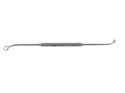 Faulkner antrum curette, 9'',double-ended, malleable, 6.0mm and 9.0mm rings, cutting edges on both sides, round handle