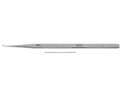 Guilford-Wright micro bone curette, 5 1/4'',straight shaft, small, angled 18º, 1.0mm wide cup, flat handle