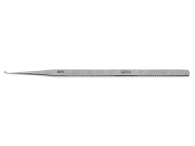 Guilford-Wright micro bone curette, 5 1/4'',straight shaft, medium, angled 18º, 1.5mm wide cup, flat handle