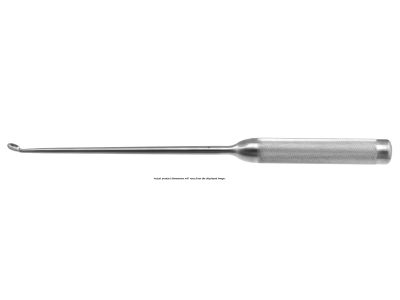Long neck curette, 15'',angled 30º, size #4/0 cup, hollow lightweight round handle