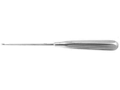 Lempert endaural curette, 8'', straight, size #2/0, 2.7mm x 4.0mm oval cup, brun handle