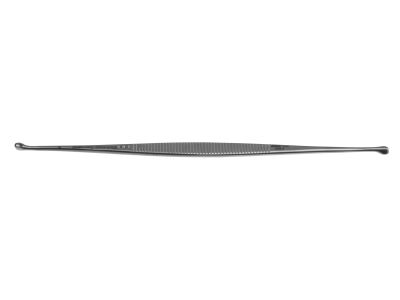 Martini bone curette, 5 1/2'', double-ended, straight, sizes #2/0 & #0, 2.5mm and 3.0mm round cups, flat handle
