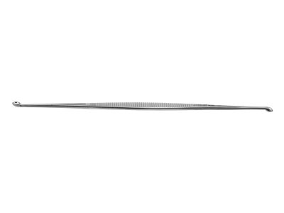 Martini bone curette, 5 1/2'', double-ended, straight, sizes #0 & #1, 3.0mm and 4.0mm round cups, flat handle