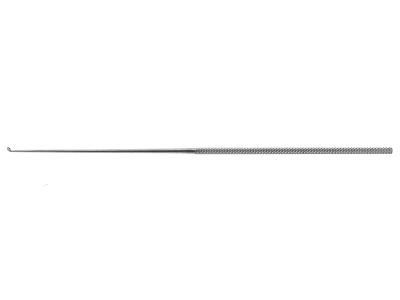 R-Style micro curette, 7 1/2'', angled cup, round handle, titanium
