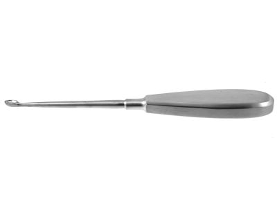 Swedish bone curette, 7 1/4'',oval, 6.0mm wide cup, 4-flat handle