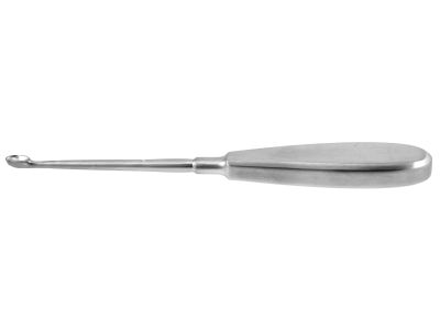 Swedish bone curette, 7 1/2'',oval, 7.0mm wide cup, 4-flat handle