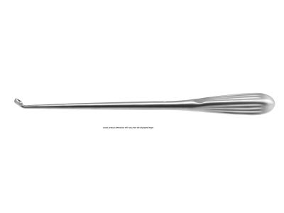 Spinal fusion curette, 11'',angled, size #1, oval cup, brun handle