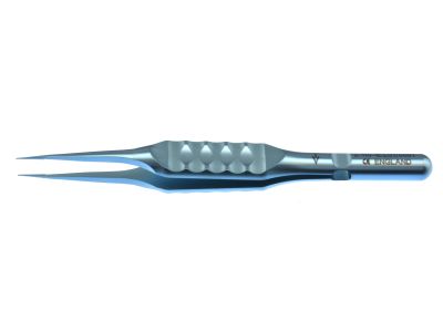 D&K Bonn suturing forceps, 4 1/2'', straight shafts, 0.10mm 1x2 teeth, 2.0mm tip length, 6.0mm tying platforms, flat handle, titanium