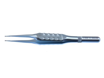 D&K Khaw transconjunctival adjustable suture control forceps, 3 1/2'', straight shafts, 5.0mm highly polished tying platforms, flat ergonomical handle, titanium