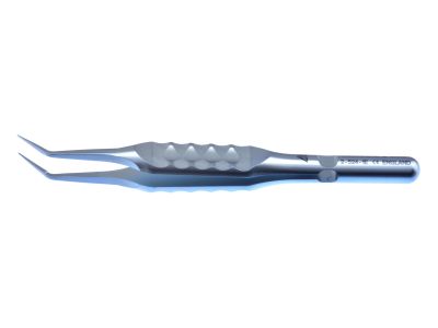 D&K Kelman-McPherson tying forceps, 3 1/2'', angled 45° shafts, 9.5mm tying platforms, 10.5mm bend to tip, flat ergonomical handle, titanium