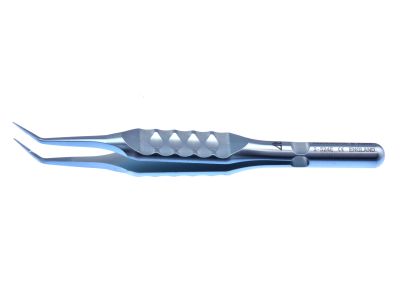 D&K Kelman-McPherson tying forceps, 3 1/2'', angled 45° shafts, 6.0mm tying platforms, 10.0mm bend to tip, flat handle, titanium