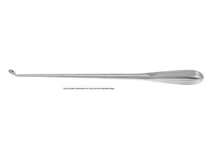 Spinal fusion curette, 12'',angled, size #0, oval cup, brun handle