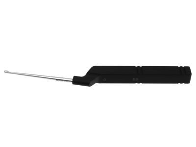 Karlin microdiscectomy cervical curette, 8 1/2'', backward, straight, size #0, rounded corners, flat sides, offset black aluminum handle