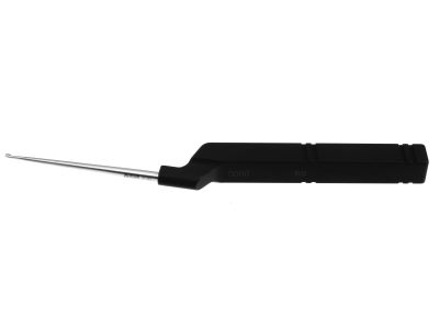Karlin microdiscectomy cervical curette, 8 1/2'', backward, straight, size #4/0, rounded corners, flat sides, offset black aluminum handle