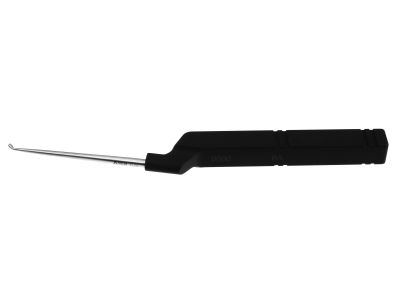 Karlin microdiscectomy cervical curette, 8 1/2'', backward, angled, size #4/0, rounded corners, flat sides, offset black aluminum handle