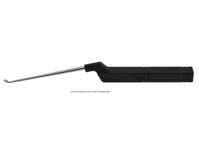 Karlin microdiscectomy lumbar curette, 9 1/2'', forward, angled, size #2, rounded corners, flat sides, offset black aluminum handle