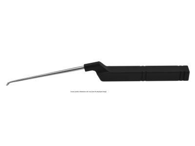 Karlin microdiscectomy lumbar curette, 9 1/2'', forward, down, size #1, rounded corners, flat sides, offset black aluminum handle