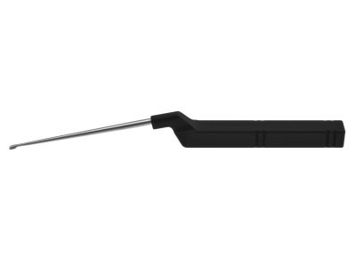 Karlin microdiscectomy lumbar curette, 9 1/2'', backward, straight, size #0, rounded corners, flat sides, offset black aluminum handle