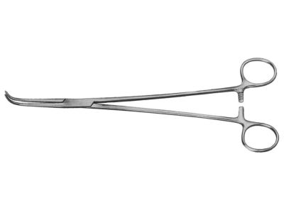 Gemini-Mixter artery forceps, 10'', delicate, fully curved, serrated jaws, ring handle