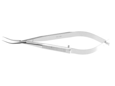 Maumenee cross-action colibri corneal forceps, 4 3/4'',0.1mm 1x2 teeth set at 45º, 5.0mm tying platforms, flat handle