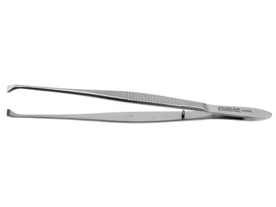 Graefe fixation forceps, 4 3/8'',4.5mm wide fine-toothed jaws, without catch, flat handle
