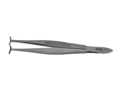 Green fixation forceps, 3 7/8'', 12.0mm wide jaws with teeth, flat handle