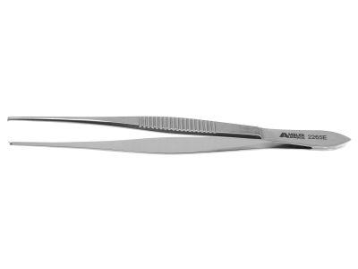 Bracken fixation forceps, 4 1/4'',straight shafts, delicate 0.7mm 1x2 teeth, flat handle
