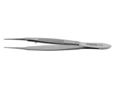 Thorpe corneal fixation forceps, 3 3/4'',straight shafts, 0.6mm 2x3 teeth set at 90º, tying platforms, flat handle