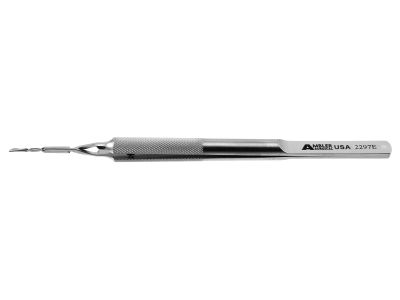 Aguilar MICS prechopper forceps, 4 3/4'',straight shafts, cross-action jaws, beveled blades allow chopping''anterior and posterior surfaces, used on grade III, IV, and V cataracts, fits through 2.0mm incision, round handle