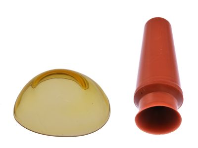 Ocular protective bilateral plastic eye shield, large, 28.5mm x 25.5mm, transparent yellow, not for use with laser procedures, provided with suction cup, autoclavable, sold individually