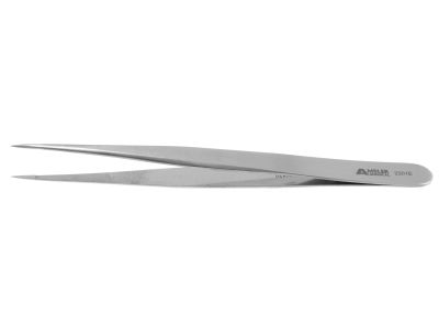 Jeweler's-type forceps #1, 4 3/4'',straight shafts with fine pointed tips and 6.0mm tying platforms, flat handle