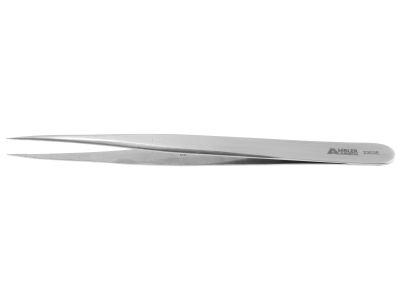Jeweler's-type forceps #3C, 4 3/8'',straight, narrow shafts with extra fine tips and 6.0mm tying platforms, flat handle