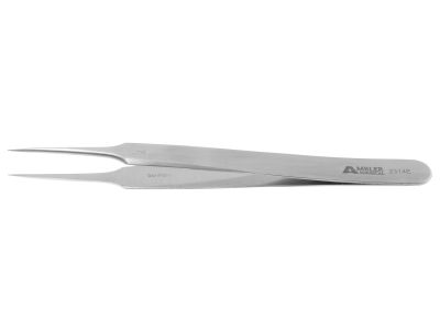 Jeweler's-type forceps #4, 4 3/8'',straight shafts with extra fine tips, flat handle