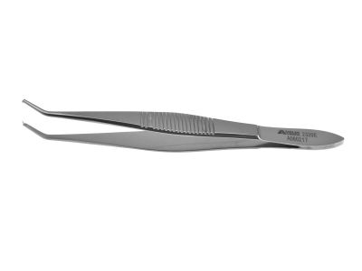 Troutman superior rectus forceps, 4 1/4'',angled 45º shafts, 10.0mm from bend to tip, 1x2 teeth, wide serrated handle