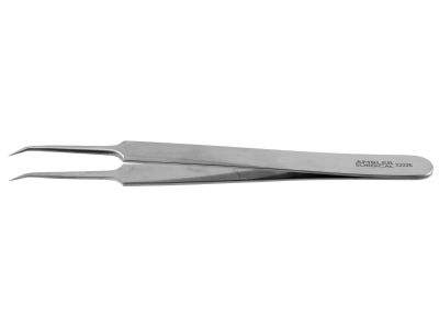 Jeweler's-type forceps #5/45, angled shafts, extra delicate tips, flat handle