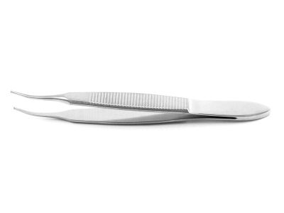 Graefe iris forceps, 2 5/8'',curved shafts, fine 1x2 teeth, flat handle