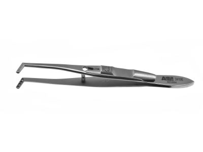 Jameson muscle forceps, child size, 3 7/8'',angled left, 9.0mm jaws with 1mm teeth, flat handle with slide lock