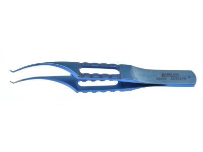 Colibri forceps, 3 1/4'', 0.12mm 1x2 teeth, 5.0mm TC dusted tying platforms, flat setterated handle, titnaium