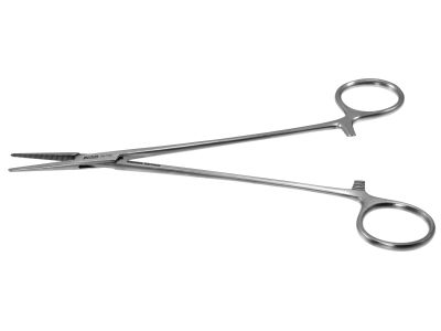Adson hemostatic forceps, 7 1/8'',delicate, straight, serrated jaws, ring handle