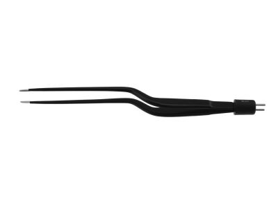 Cushing bipolar forceps, 7 1/2'',working length 3 1/2'',bayonet shafts, 1.5mm wide non-stick tips, insulated, flat handle