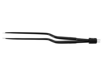 Cushing bipolar forceps, 8 1/4'',working length 4'',bayonet shafts, 1.0mm wide non-stick tips, insulated, flat handle